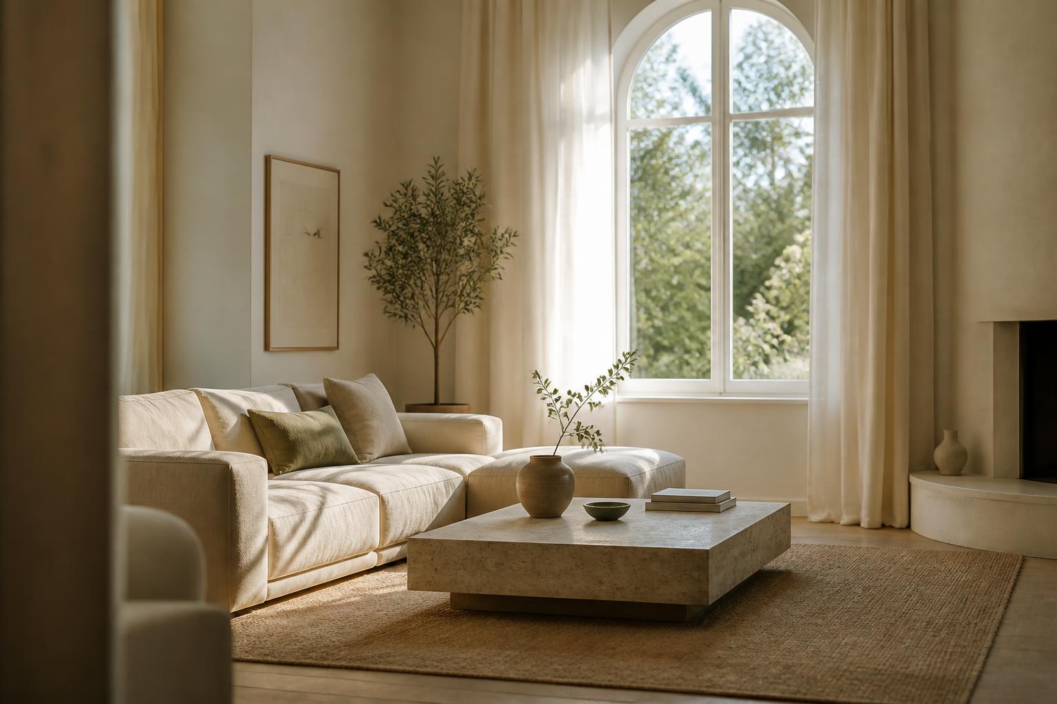 A calm, minimalist sunlit interior