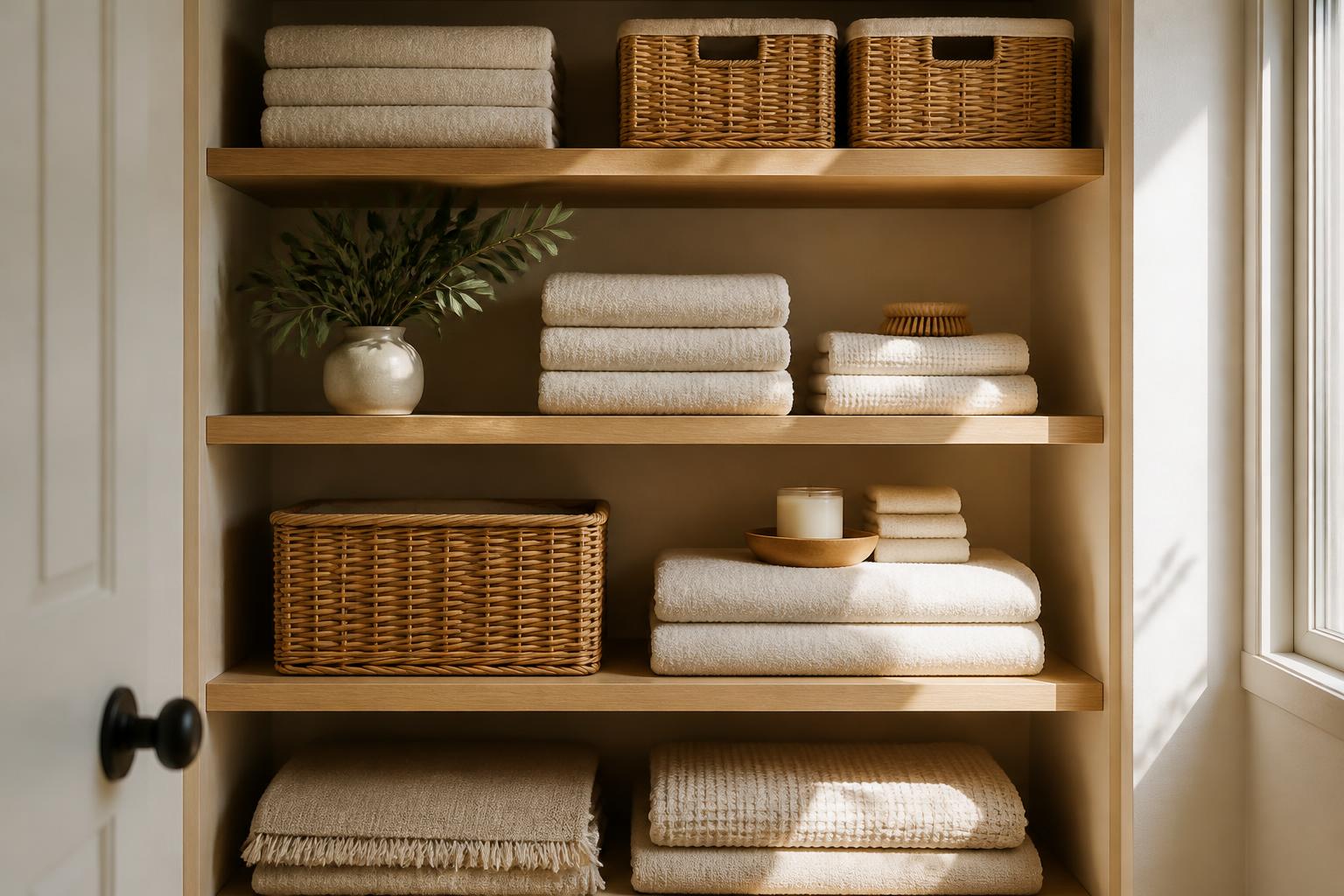 An organized, calm linen closet